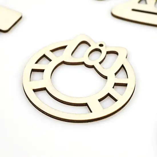 30PCS Christmas Wooden Ornaments, 3 Inch Unfinished Wooden Cutouts Boho Ornaments for Hanging Christmas Tree DIY Kids Crafts Gift Winter Party Indoor Home Winter Xmas Decorations {4}