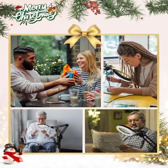 Magnifying Glass with Light, 10X & 5X Real Glass & Anti-Glare Lens, 5 Color Mode Stepless Dimmable LED Desk Magnifying Lamp, Hands-Free Desk Lamp with Clamp for Crafts Reading Repair Hobby (Yellow) {2}