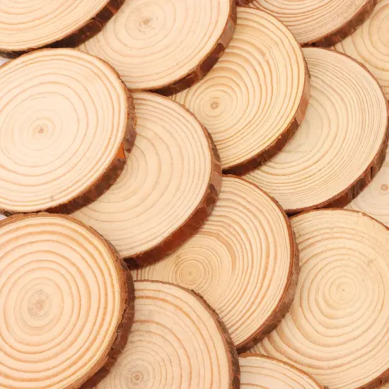 ZEONHEI 30 Pcs 3.5-4 Inches Natural Wood Slices, Unfinished Wood Slices Bulk for Crafts Wood Kit Circles Crafts Tree Slice with Bark for DIY Crafts Christmas Ornaments Coasters (Without Hole) {2}
