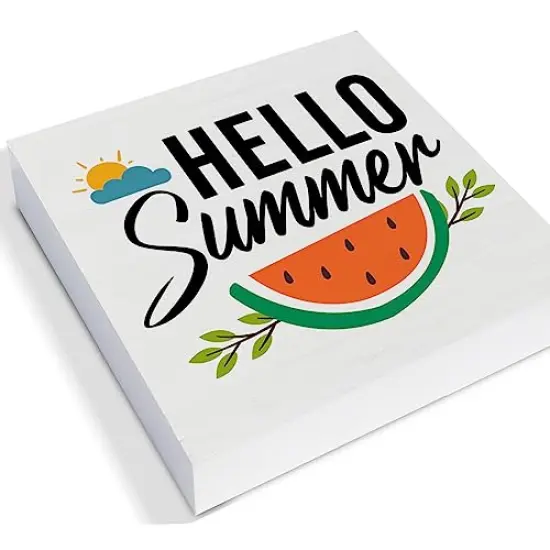 Summer Decor for Home Hello Summer Tiered Tray Decor 3 Pcs Wood Decorative Signs Table Desk Shelf Decoration {4}