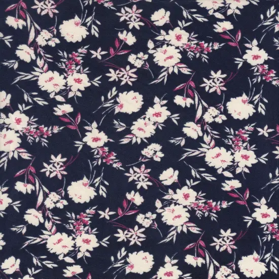 1 Yard CEY Floral Print Fabric 58/59&Prime; Wide 100% Polyester NAVY {1}