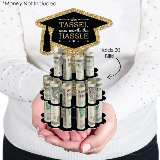 Big Dot of Happiness Tassel Worth The Hassle - Gold - DIY Graduation Party Money Holder Gift - Cash Cake {3}