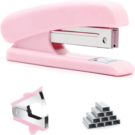 Pink Stapler, Desktop Stapler, 25 Sheet Capacity, includes 1000 Staples and Staple Remover {1}