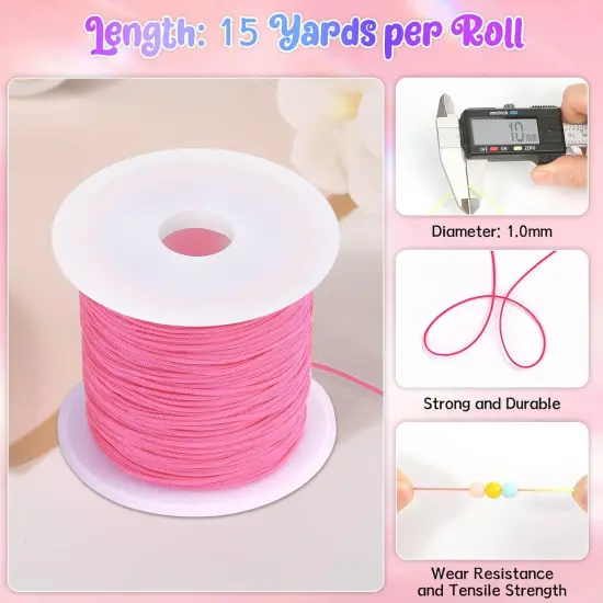 12 Rolls Nylon String for Bracelets, Chinese Knotting Nylon Cord for Jewelry Making, Nylon Beading Thread for Kumihimo, Braided Bracelets, Necklaces, Macrame Craft, Wind Chime {4}