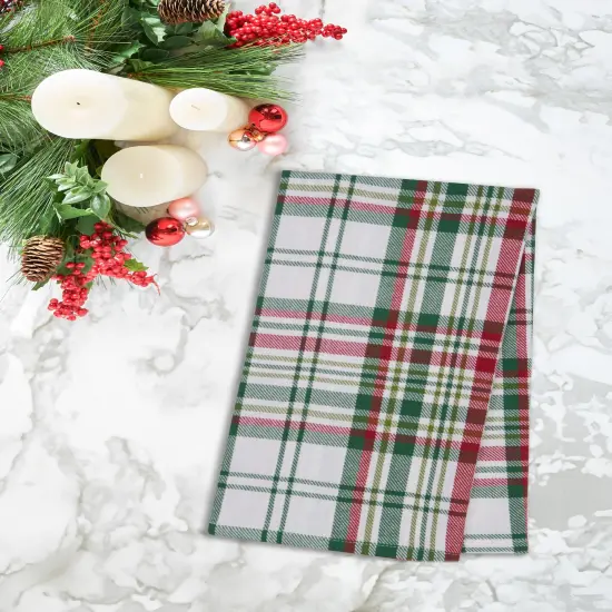 27' X 18" Joel Plaid Woven Cotton Kitchen Dish Towel Red White and Blue Plaid {4}