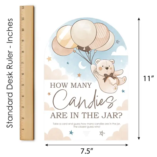 Big Dot of Happiness We Can Bearly Wait - How Many Candies Teddy Bear Baby Shower Game - 1 Stand and 40 Cards - Candy Guessing Game {7}