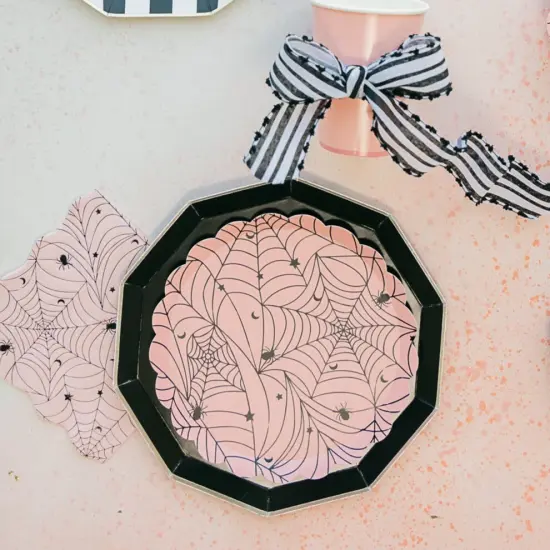 PINK SPIDER WEB SMALL PLATES {3}