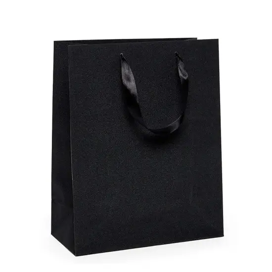 Glitter Grain Euro Totes 7'' x 37/8'' x 91/16'' for Sparkling Packaging Black {2}