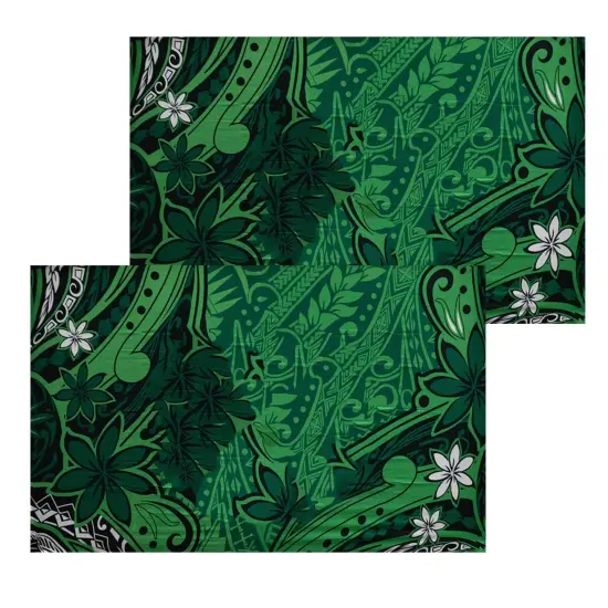 72" L x 45" W Kingdom of Tonga Seal Tiare Sarong Polyester Fabric Green {6}