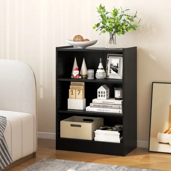 Costway 2 PCS 3-Tier Bookcase Open Multipurpose Display Rack Cabinet with Adjustable Shelves White/Black/Brown {2}