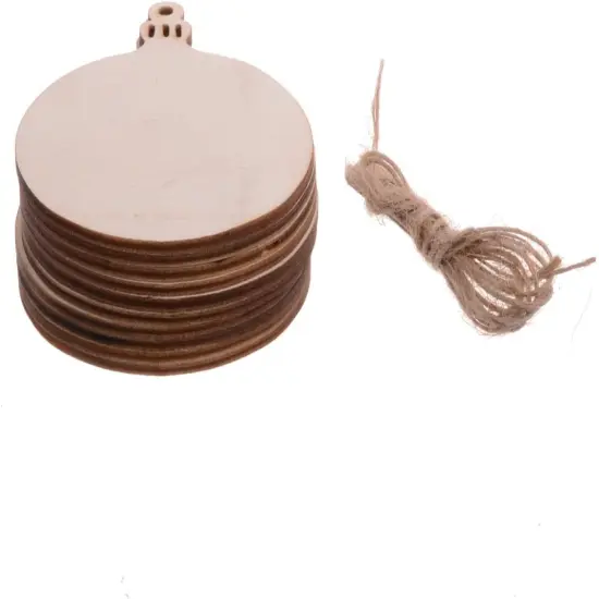 (10PCs Round Style) -Christmas Wooden Crafts Hanging Ornaments Christmas Tree Decoration {5}