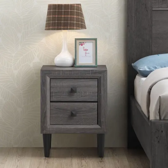 Costway Nightstand W/2 Drawers Multipurpose Retro Grey Bedside Table Fully Assembled {4}