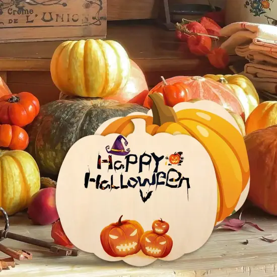 24PCS 11 Inches Wooden Pumpkin Cutouts Unfinished Blank {3}