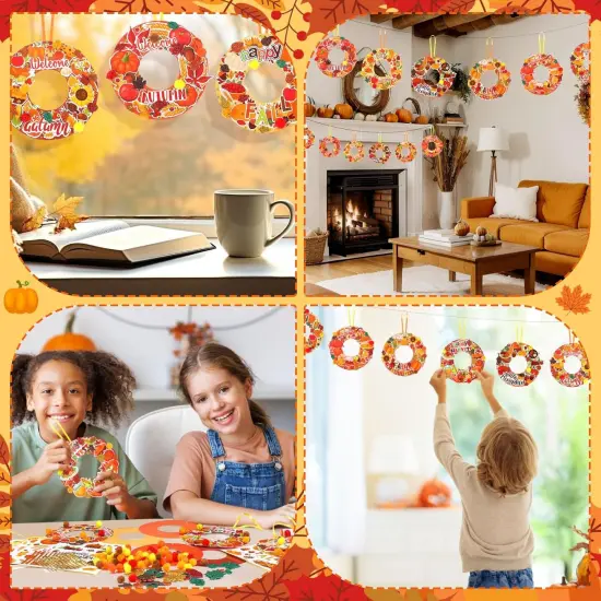 48 Sets Autumn Wreath Craft Kits for Kids {4}
