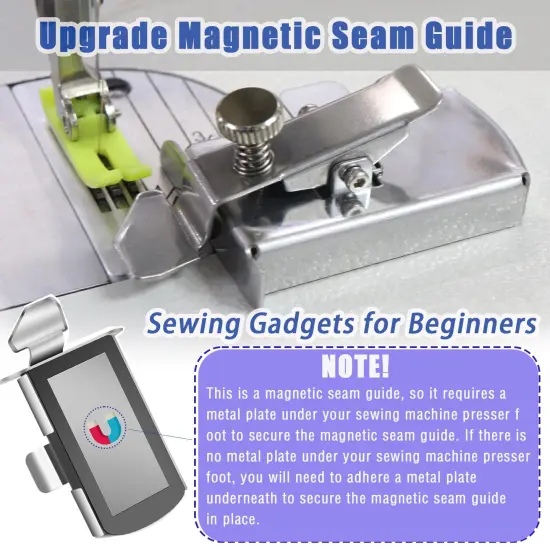Upgraded Magnetic Seam Guide for Sewing Machine, Magnetic Sewing Guide with Clip, Hemmer Guide, Multifunctional Hem Guide, Universal Sewing Machine Attachments, Sewing Supplies Accessories {6}