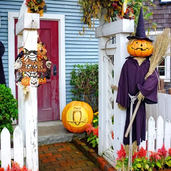 Halloween Decoration Wooden Ghost Door Wreath {3}