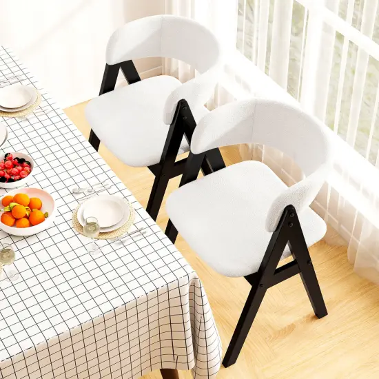 Costway Dining Chairs Set of 2/4 Mid-Century Upholstered Kitchen Armchairs with Padded Seat Black/Brown {11}