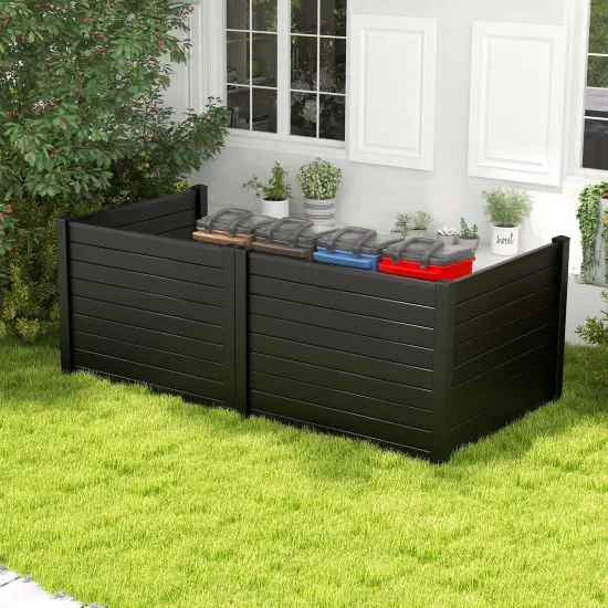 Costway 2 PCS 48"L x 37.5"H Air Conditioner Fence Screen Panel Kit with 3 Ground Stakes Black/White {9}