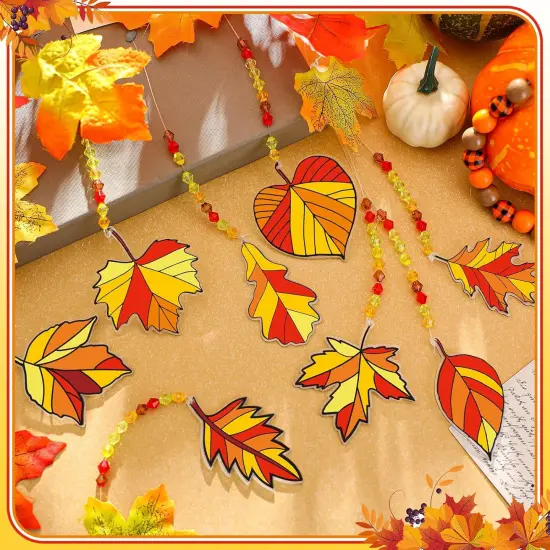 32 Sets Fall Suncatchers DIY Window Paint Art Suncatchers Fall Craft {4}