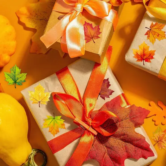 400 Pcs Fall Maple Leaf Stickers 8 Colors Autumn Leaves-Red, Orange, Yellow {4}