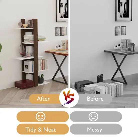 Costway 5-Tier Bookshelf Freestanding Storage Shelf Tree Bookshelf Room Divider {6}