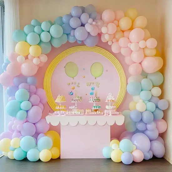 Pastel Balloons Latex Party Balloons, 100 Pack 12 inch Round Helium Multicolor Macaron Balloons {4}