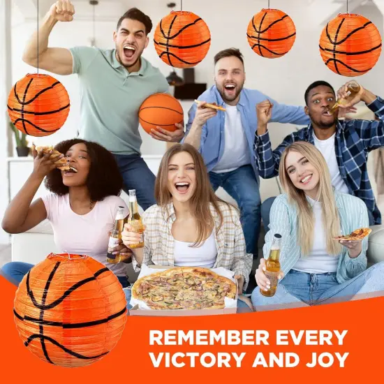 12 Pcs Basketball Paper Lanterns Party Decorations 8 Inch Hanging Basketball Decorations Paper Ceiling Decor Centerpieces {4}