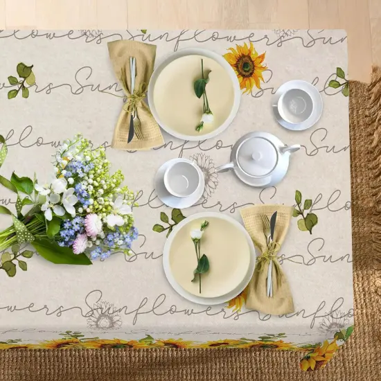 Spring Summer Sunflower Rectangle Tablecloth 60 x 120 Inches, Fall Autumn Flower Floral Decorative Dining Table Cloth, Seasonal Dinner Table Cover Picnic Party Decoration {5}