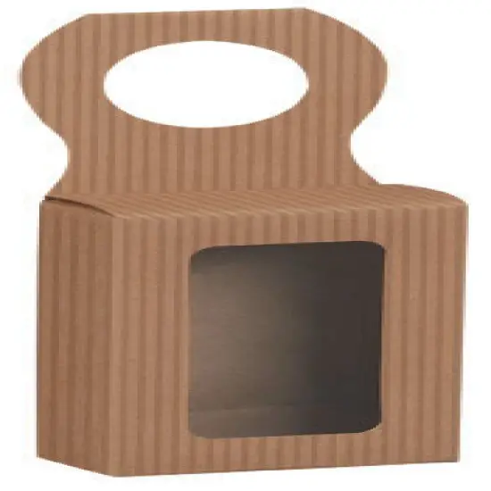 Pack/6: Kraft Stripes Bottle Hanger Favor Box - 2-1/4 x 1-1/8 x 3-7/8" {1}