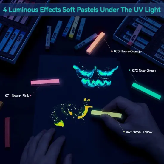 72 Long Chalk Pastel Set: 72 Soft Pastels Markers For Artists 4 Fluorescent Colors With 6 Pastel Papers Included for Drawing Blending Layering Shading Pastels Set {5}