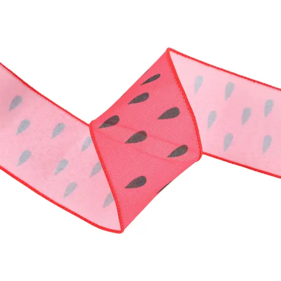 2 1/2" Wired Ribbon | Watermelon Seeds | 10 Yard Roll {5}