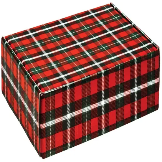 Pack/6: Christmas Plaid Decorative Mailer - 12 x 9 x 3" {1}