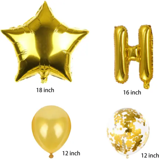 Happy Birthday Balloon Banner Golden Letters Set Mylar Balloon Birthday Party Supplies {2}