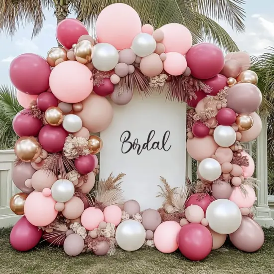 Dusty Rose Balloon Arch Kit Double Stuffed Pink Balloon Garland Pastel Light Pink Mauve Pearl White Rose Gold Latex Balloons for Birthday Baby Shower Bridal Wedding Bachelorette Party Decorations {1}