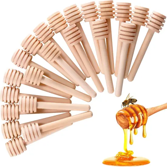 25 Pcs Honey Sticks Dipper, 3 inch Mini Wooden Honeycomb Stick, Small Honey Spoons Stirrer Stick for Honey Jar Dispense Drizzle Honey and Wedding Party Favors Gift {1}