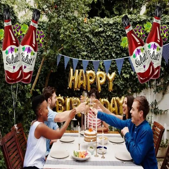 4PCS Wine Bottle Balloons Foil Aluminum Champagne Balloon Birthday Party Decorations {5}