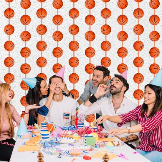 100 Pcs Basketball Garland for Party Banners Sports Theme Party Hanging Decorations Basketball Paper Garland Basketball Birthday Party Slam Dunk Party March Madness Party Decoration {4}