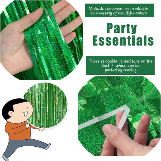 2 Pack Pixel Themed Beaded Curtain - 6.6FT x 3.3FT - Game-Inspired Door Curtain, Tinsel Foil Fringe Curtains Photo Booth Props Backdrop Streamers, Perfect for Home or Party Decor {4}