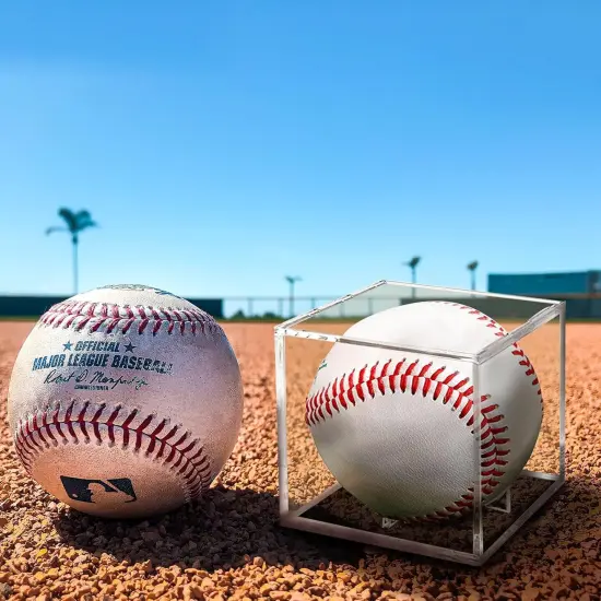 8 Pack Baseball Display Case, UV Protected Acrylic Boxes for Display,Clear Display Case Baseball Cube Memorabilia Showcase Autograph Ball Protector {2}