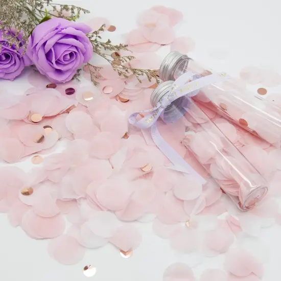 Round Tissue Confetti Glitter,Rose Gold Pink White Paper Tissue Confetti Dots for Wedding Birthday Party Decorations,1.76oz {5}