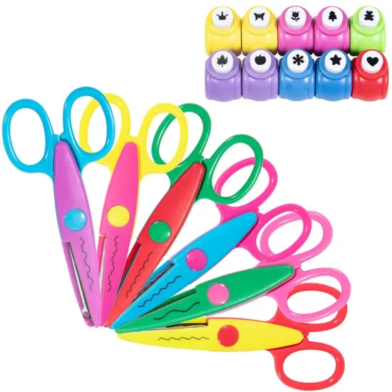 Craft Punch and Creative Scissors, 16pcs Craft Scissors Decorative Edge Set for School Kids Adults, Decorative Edge Scissors Perfect for Scrapbooking, Crafts, School Work, DIY Photos Album {1}