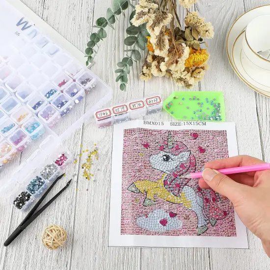 56 Slots Diamond Painting Storage Containers, 56 Girds 1 Pack, Bead Storage Containers, Diamond Art Organizer Box, Diamond Painting Accessories & Tools, Embroidery Storage with Label Stickers {5}