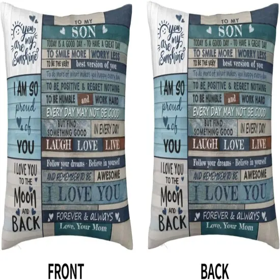 Son Gifts From Mom - Throw Pillow Covers 18 x 18 Inch for Adult or Grown Sons, Graduation and Birthday {5}