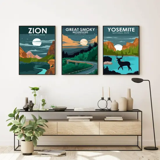 3 Pack Paint by Number for Adults Framed Canvas, National Park DIY Arts and Crafts for Adults Beginner with Wooden Easel, Paint Brushes, Acrylic Paint Set for Home Wall Decor, 9 * 12 Inch {2}