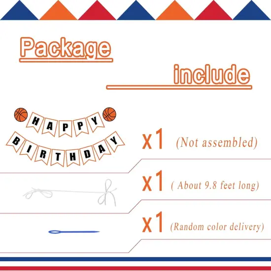 Basketball Birthday Banner | Basketball Theme Happy Bday Bunting Sign, Basketball Party Decoration {2}