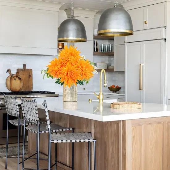 6Pcs Summer Bushes Orange Artificial Mums Flowers {3}