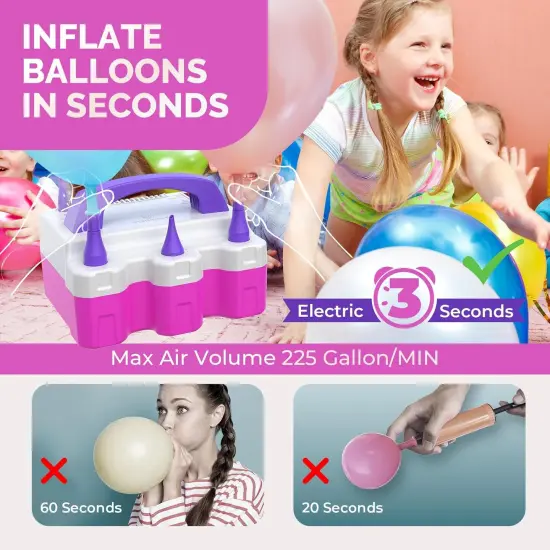 P600 Electric Balloon Pump for All Balloons with 3 Nozzles 110V 600W Balloon Blower for Party Metalic Latex 260q Foil Balloons, Balloon Inflator for Birthday Decorations {3}