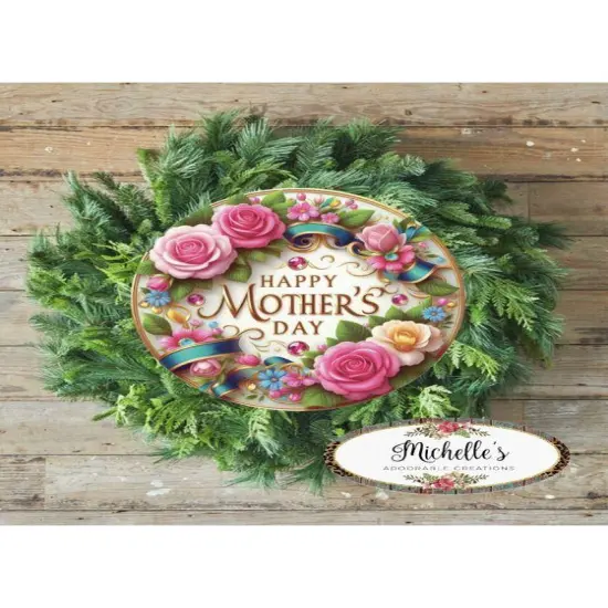Happy Mother's Day Pink Jewel Round Sign {3}