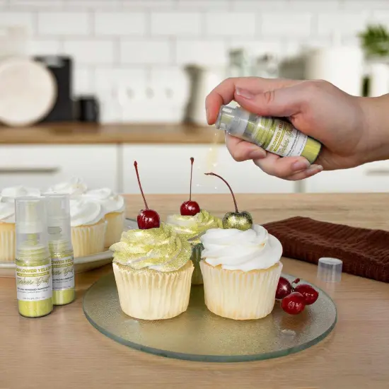 Bakell - Sunflower Yellow Tinker Dust Edible Glitter (25g, 1x Spray Pump) for Food, Desserts, and Beverages! {2}