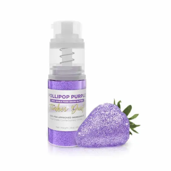 Bakell - Pollipop Purple Tinker Dust Edible Glitter (4g, 1x Spray Pump) for Food, Desserts, and Beverages! {1}